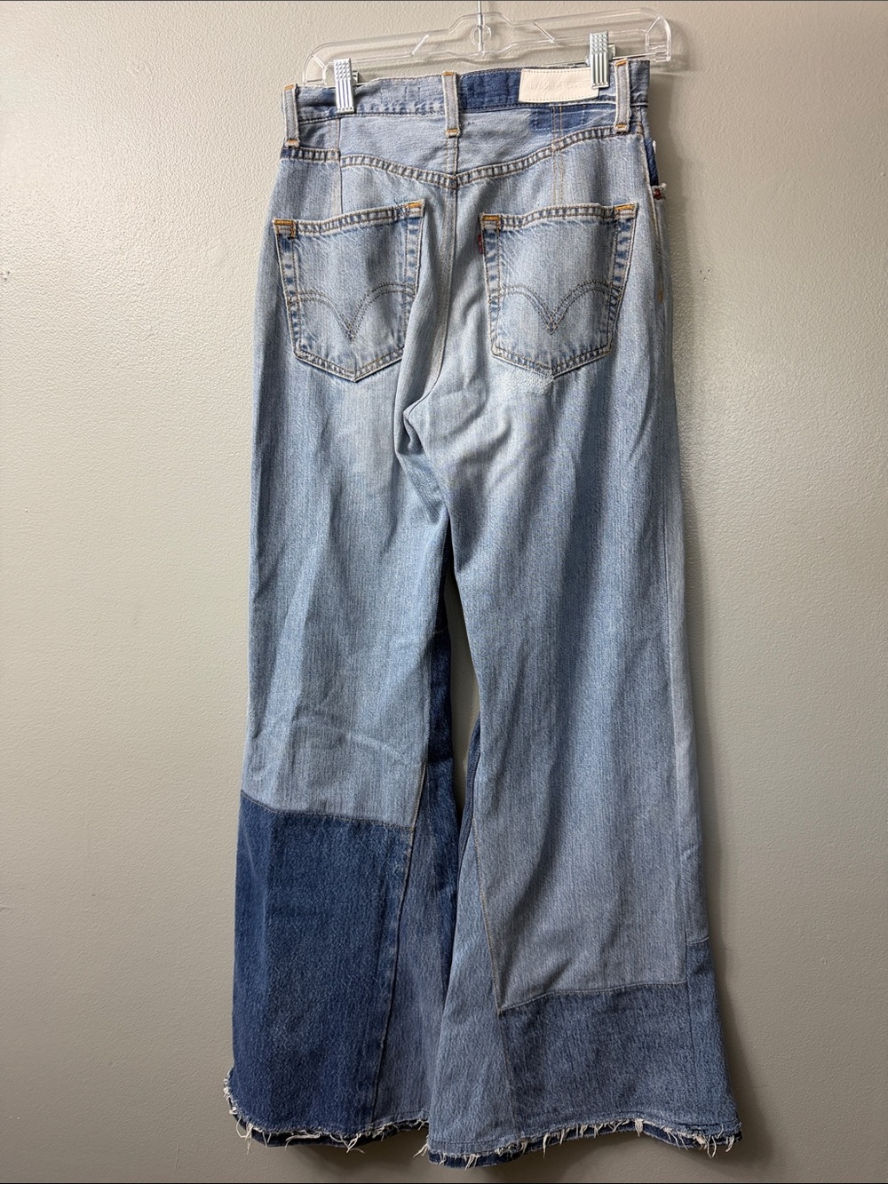 Re/Done x Levi's Patchwork Bell Bottom 60s 70s Hippie Flare Jeans 26 - Picture 10 of 12